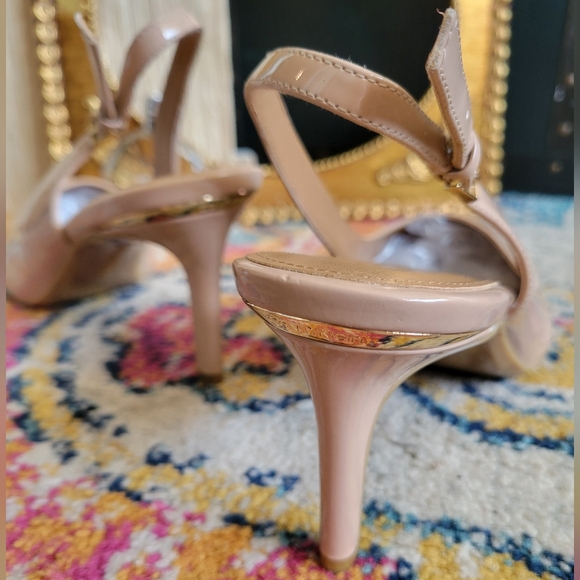 Calvin Klein Nude Patent Gala Slingback Heels - Picture 3 of 14